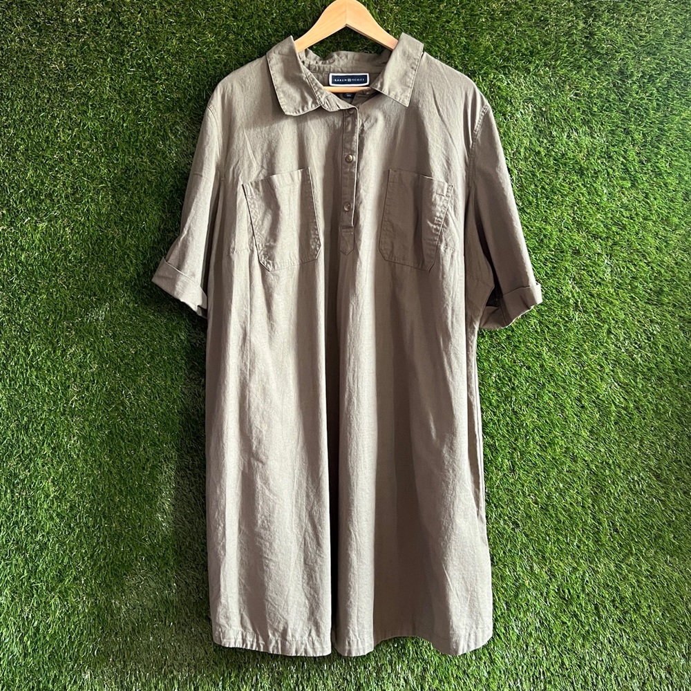 Karen Scott Green Popover Style Dress Plus Curvy